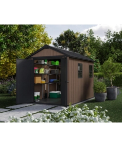 CASETTA DA GIARDINO KETER "NEWTON+ 759/975" IN RESINA MARRONE DOPPIA OPZIONE MONTAGGIO 287X230X246 CM