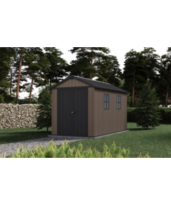 CASETTA DA GIARDINO KETER "NEWTON+ 7511/1175" IN RESINA MARRONE DOPPIA OPZIONE MONTAGGIO 350X230X246 CM