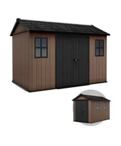 CASETTA DA GIARDINO KETER "NEWTON+ 7511/1175" IN RESINA MARRONE DOPPIA OPZIONE MONTAGGIO 350X230X246 CM