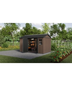 CASETTA DA GIARDINO KETER "NEWTON+ 7513/1375" IN RESINA MARRONE DOPPIA OPZIONE MONTAGGIO 413X230X246 CM