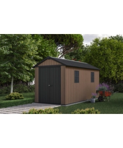 CASETTA DA GIARDINO KETER "NEWTON+ 7513/1375" IN RESINA MARRONE DOPPIA OPZIONE MONTAGGIO 413X230X246 CM