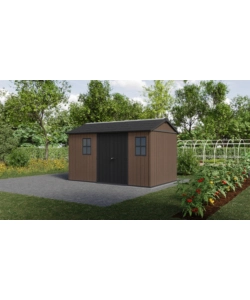 CASETTA DA GIARDINO KETER "NEWTON+ 7513/1375" IN RESINA MARRONE DOPPIA OPZIONE MONTAGGIO 413X230X246 CM