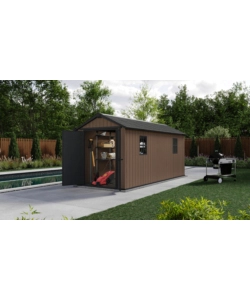CASETTA DA GIARDINO KETER "NEWTON+ 7515/1575" IN RESINA MARRONE DOPPIA OPZIONE MONTAGGIO 476X230X246 CM