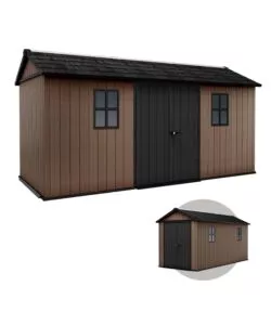 CASETTA DA GIARDINO KETER "NEWTON+ 7515/1575" IN RESINA MARRONE DOPPIA OPZIONE MONTAGGIO 476X230X246 CM