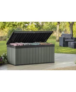 BAULE DA ESTERNO KETER "DARWIN 120G" IN RESINA VERDE EFFETTO LEGNO 454 LT 142,5X65,3X64,3 CM