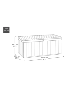 BAULE DA ESTERNO KETER "DARWIN 120G" IN RESINA VERDE EFFETTO LEGNO 454 LT 142,5X65,3X64,3 CM