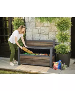 PANCHINA CON CONTENITORE KETER "DECO BENCH" IN RESINA MARRONE EFFETTO LEGNO 227 LT 133X61X89 CM