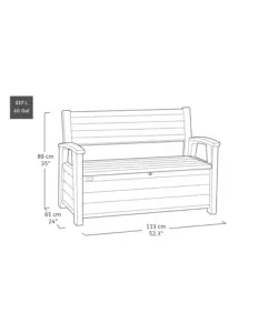 PANCHINA CON CONTENITORE KETER "DECO BENCH" IN RESINA MARRONE EFFETTO LEGNO 227 LT 133X61X89 CM
