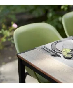 TAVOLO DA ESTERNO KETER "PORTO 160" IN METALLO GRAFITE E PIANO EFFETTO LEGNO FRASSINO 159X95X75 CM