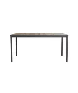 TAVOLO DA ESTERNO KETER "PORTO 160" IN METALLO GRAFITE E PIANO EFFETTO LEGNO FRASSINO 159X95X75 CM