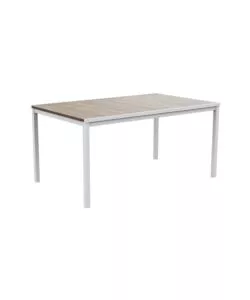 TAVOLO DA ESTERNO KETER "PORTO 160" IN METALLO BIANCO E PIANO EFFETTO LEGNO FRASSINO 159X95X75 CM
