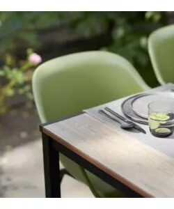 TAVOLO DA ESTERNO KETER "PORTO 200" IN METALLO GRAFITE E PIANO EFFETTO LEGNO FRASSINO 200X95X75 CM