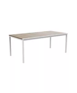 TAVOLO DA ESTERNO KETER "PORTO 200" IN METALLO BIANCO E PIANO EFFETTO LEGNO FRASSINO 200X95X75 CM