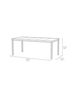 TAVOLO DA ESTERNO KETER "PORTO 200" IN METALLO BIANCO E PIANO EFFETTO LEGNO FRASSINO 200X95X75 CM