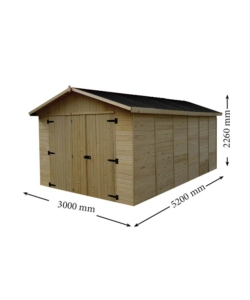 GARAGE IN LEGNO HABRITA "ED 2848 N" IN ABETE 300X520X226 CM
