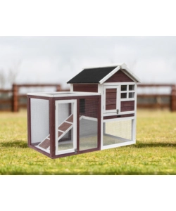 POLLAIO PER GALLINE IN LEGNO HABRITA "PO 1206" ROSSO SCURO E BIANCO 122X63X92 CM