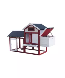 CASETTA POLLAIO PER GALLINE IN LEGNO HABRITA "PO 1562" ROSSO E BIANCO 152X62X92 CM