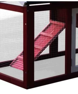 CASETTA POLLAIO PER GALLINE IN LEGNO HABRITA "PO 1562" ROSSO E BIANCO 152X62X92 CM