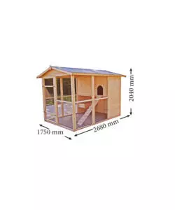 CASETTA POLLAIO PER GALLINE IN LEGNO HABRITA "PO 1624" 175X268X204 CM