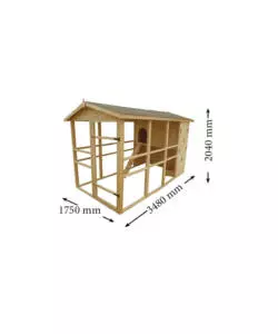 CASETTA POLLAIO PER GALLINE IN LEGNO "PO 1632" 175X348X204 CM