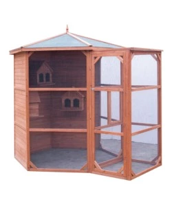 VOLIERA ESAGONALE DA ESTERNO IN LEGNO HABRITA "PO H 23" 235X235X238 CM