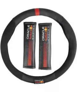 KIT COPRIVOLANTE E PASSACINTURA REDBULL " POWERBAR"  NERO E ROSSO