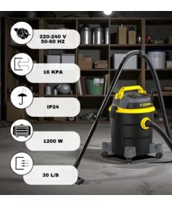 ASPIRATORE SOLIDI LIQUIDI ELETTRICO SYSTEM+ 1200W 20LT 30L/S