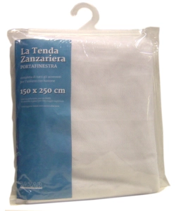 TENDA ZANZARIERA AD ANELLI PER PORTAFINESTRA BIANCO 150X250 CM
