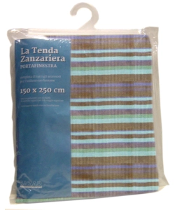TENDA ZANZARIERA AD ANELLI PER PORTAFINESTRA FANTASIA BLU 150X250 CM