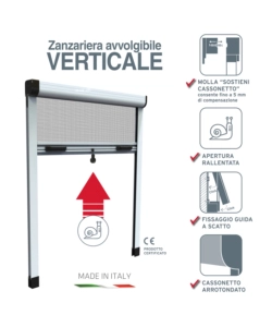 ZANZARIERA VERTICALE AVVOLGIBILE "ROTO" BIANCO 140X170 CM