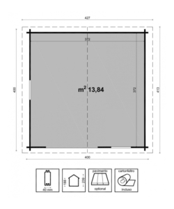 CASETTA IN LEGNO DA GIARDINO "VALENCIA" IN ABETE 427X413X239 CM