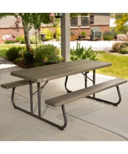 TAVOLO DA ESTERNO PIEGHEVOLE LIFETIME "PICNIC" IN POLIETILENE MARRONE BRONZO 183X145X74 CM