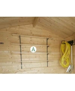 KIT ORGANIZZAZIONE PER CASETTE IN LEGNO "KIT 1" MENSOLE, PORTASCOPE, ATTACCAPANNI, PANNELLO PORTA CHIAVI E CACCIAVITI