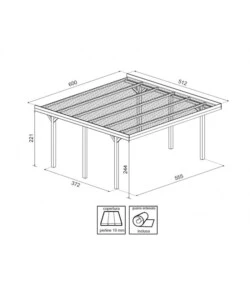 CARPORT DOPPIO IN LEGNO DI ABETE 600X512X250 CM