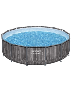PISCINA FUORI TERRA CON STRUTTURA ROTONDA BESTWAY "STEEL PRO MAX" EFFETTO LEGNO SCURO 427X427X107 CM