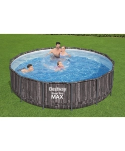 PISCINA FUORI TERRA CON STRUTTURA ROTONDA BESTWAY "STEEL PRO MAX" EFFETTO LEGNO SCURO 427X427X107 CM