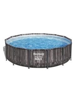 PISCINA FUORI TERRA CON STRUTTURA ROTONDA BESTWAY "STEEL PRO MAX" EFFETTO LEGNO SCURO 427X427X107 CM