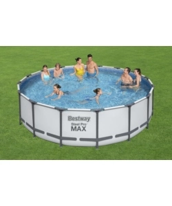 PISCINA FUORI TERRA CONN STRUTTURA ROTONDA BESTWAY "STEEL PRO MAX" GRIGIO CHIARO 488X488X122 CM