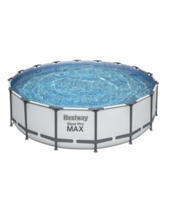 PISCINA FUORI TERRA CONN STRUTTURA ROTONDA BESTWAY "STEEL PRO MAX" GRIGIO CHIARO 488X488X122 CM