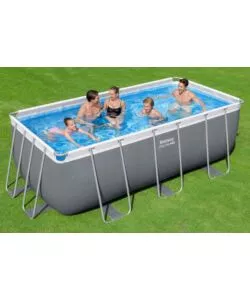 PISCINA FUORI TERRA CON STRUTTURA RETTANGOLARE BESTWAY "POWER STEEL" GRIGIO SCURO 412x201x122 CM