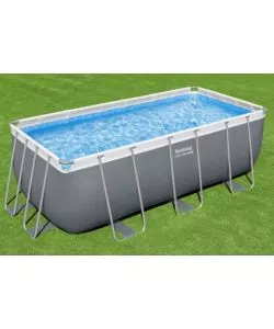 PISCINA FUORI TERRA CON STRUTTURA RETTANGOLARE BESTWAY "POWER STEEL" GRIGIO SCURO 412x201x122 CM
