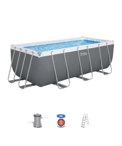 PISCINA FUORI TERRA CON STRUTTURA RETTANGOLARE BESTWAY "STEEL PRO MAX" GRIGIO SCURO 412x201x122 CM