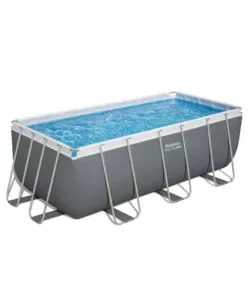 PISCINA FUORI TERRA CON STRUTTURA RETTANGOLARE BESTWAY "POWER STEEL" GRIGIO SCURO 412x201x122 CM