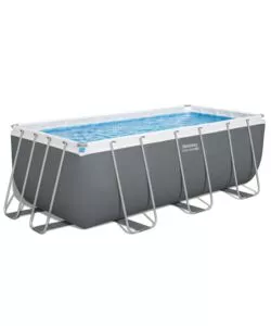 PISCINA FUORI TERRA CON STRUTTURA RETTANGOLARE BESTWAY "POWER STEEL" GRIGIO SCURO 412x201x122 CM