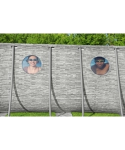 PISCINA FUORI TERRA CON STRUTTURA OVALE BESTWAY "POWER STEEL SWIM VISTA" EFFETTO PIETRA 549x274x122 CM