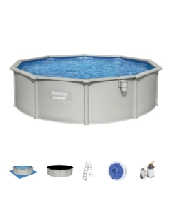 PISCINA FUORI TERRA ROTONDA BESTWAY "HYDRIUM" GRIGIO CHIARO 460X460X120 CM