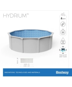 PISCINA FUORI TERRA ROTONDA BESTWAY "HYDRIUM" GRIGIO CHIARO 460X460X120 CM