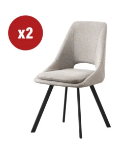 SEDIA DA PRANZO "MIRANDA" IN TESSUTO BEIGE 2 PEZZI