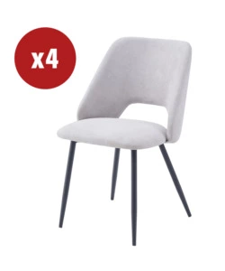 SEDIA DA PRANZO "JAMIE" IN TESSUTO BEIGE 4 PEZZI