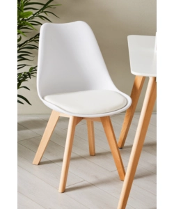 SEDIA DA PRANZO "LEILA" BIANCO CON GAMBE IN LEGNO 6 PEZZI